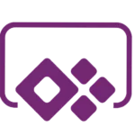 i3solutions logo and branding | i3solutions I3solutions logo with purple geometric shapes on a black background.