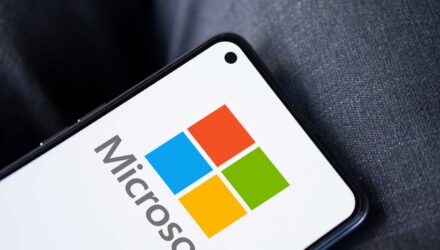 Microsoft Technologies for Business Solutions | i3solutions Microsoft logo on a smartphone screen, highlighting technology solutions.