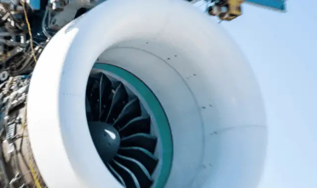 Innovative Aerospace Engineering Modern jet engine with advanced technology and design.
