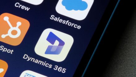 Microsoft Dynamics 365 app icon on smartphone screen.