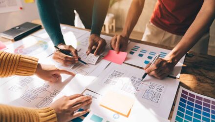 Designing Software Prototypes for Development | i3solutions Team collaborating on software prototype design and planning.