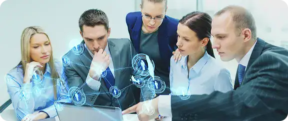 Business Team Analyzing Data and Technology | i3solutions Planning AI adoption with executive accountability and integration into existing business workflows.