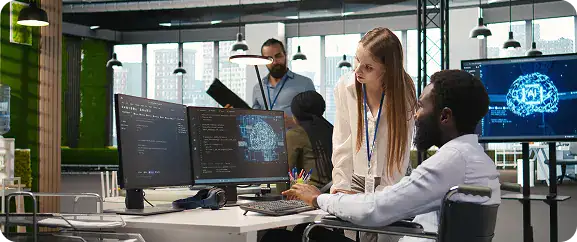 Tech Team Collaborating on Software Development | i3solutions Enterprise team aligning AI strategy with platform constraints, governance, and delivery priorities.