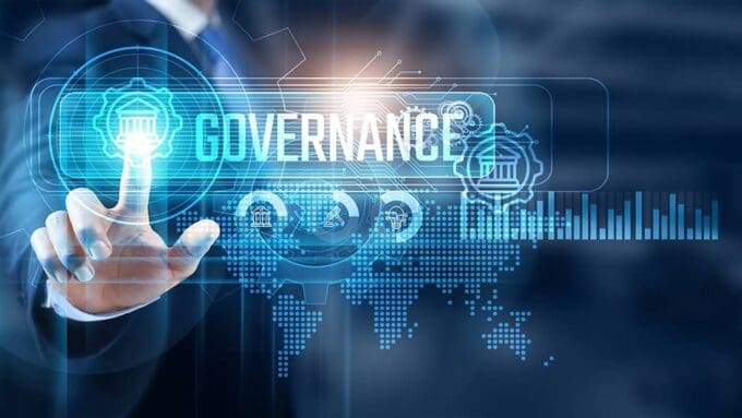 Digital interface showing governance and change control for Microsoft-based systems.