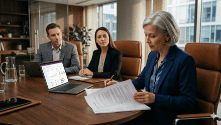 Audit-ready Power Platform governance for regulated enterprises | i3solutions Business meeting discussing Power Platform governance and compliance strategies.