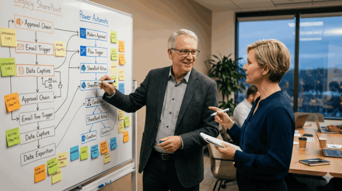 Efficient SharePoint workflow migration for legacy modernization and improved business processes.