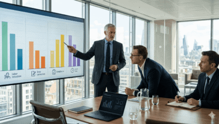 Workflow Automation ROI Insights | i3solutions Business team analyzing workflow automation ROI in a modern office setting.