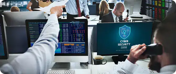 Cyber Security and Identity Access Management | i3solutions Enterprise security teams monitoring identity-based threats across systems and endpoints.