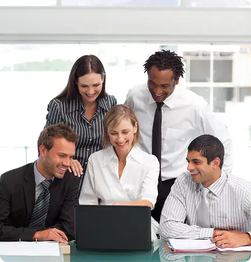 Team Collaborating on Low-Code App Development | i3solutions Enterprise team collaborating on low-code application development within a governed platform environment