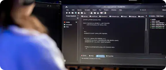 Custom Application Development Coding | i3solutions Developer working in a code editor building enterprise applications with modern languages and frameworks.