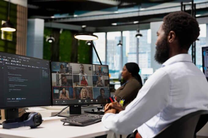 Remote team collaboration for hybrid offshore and US-based dedicated teams.
