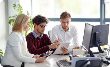 Team Collaborating on Power Automate Project | i3solutions Embedded Power Automate consultants working alongside an internal enterprise team on long-term automation initiatives