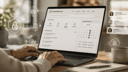 Business Professional Reviewing Proposal Documents | i3solutions Business professional reviewing proposal documents on a laptop in an office setting.