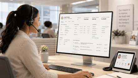 Customer Support Agent Using Computer and Tablet | i3solutions Customer support agent using computer and tablet at modern office.