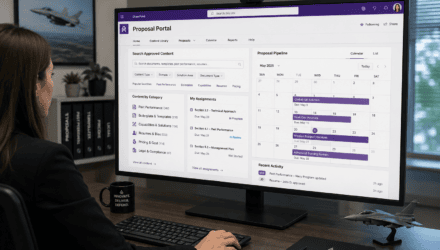 Business Professional Reviewing a Request Form | i3solutions Business professional reviewing a request form on a desktop monitor in an office.