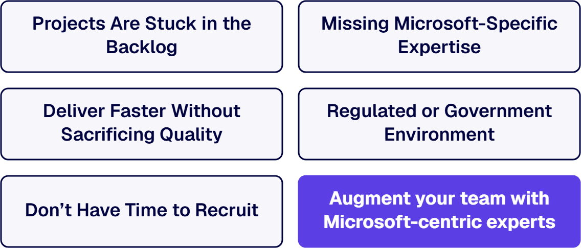 These five signs show when it is time to augment your team with Microsoft-centric experts.